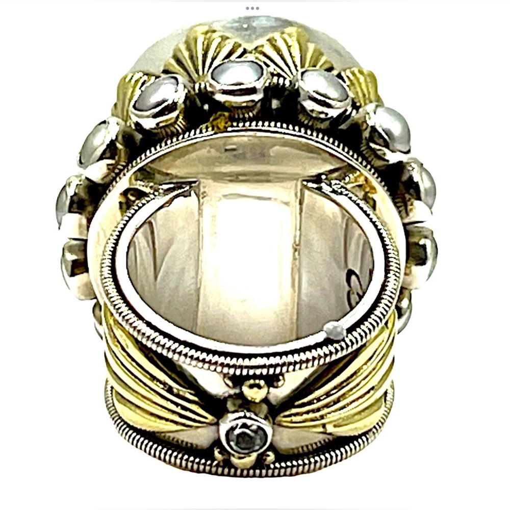 Mars&Valentine imperial sterling art deco fan quartz statement cocktail ring - Picture 4 of 16